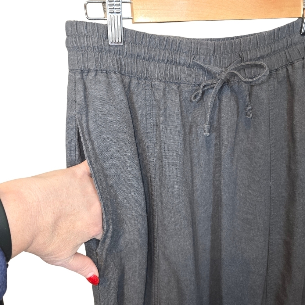 Zara Linen Blend Relaxed Tapered Leg Pull On Drawstring Pants Gray Size Small - Picture 3 of 11